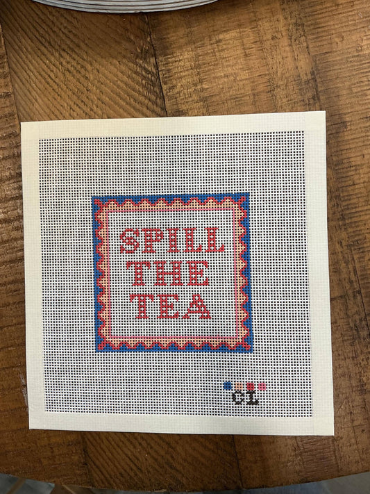 Needlepoint Canvas Spill the Tea Coaster