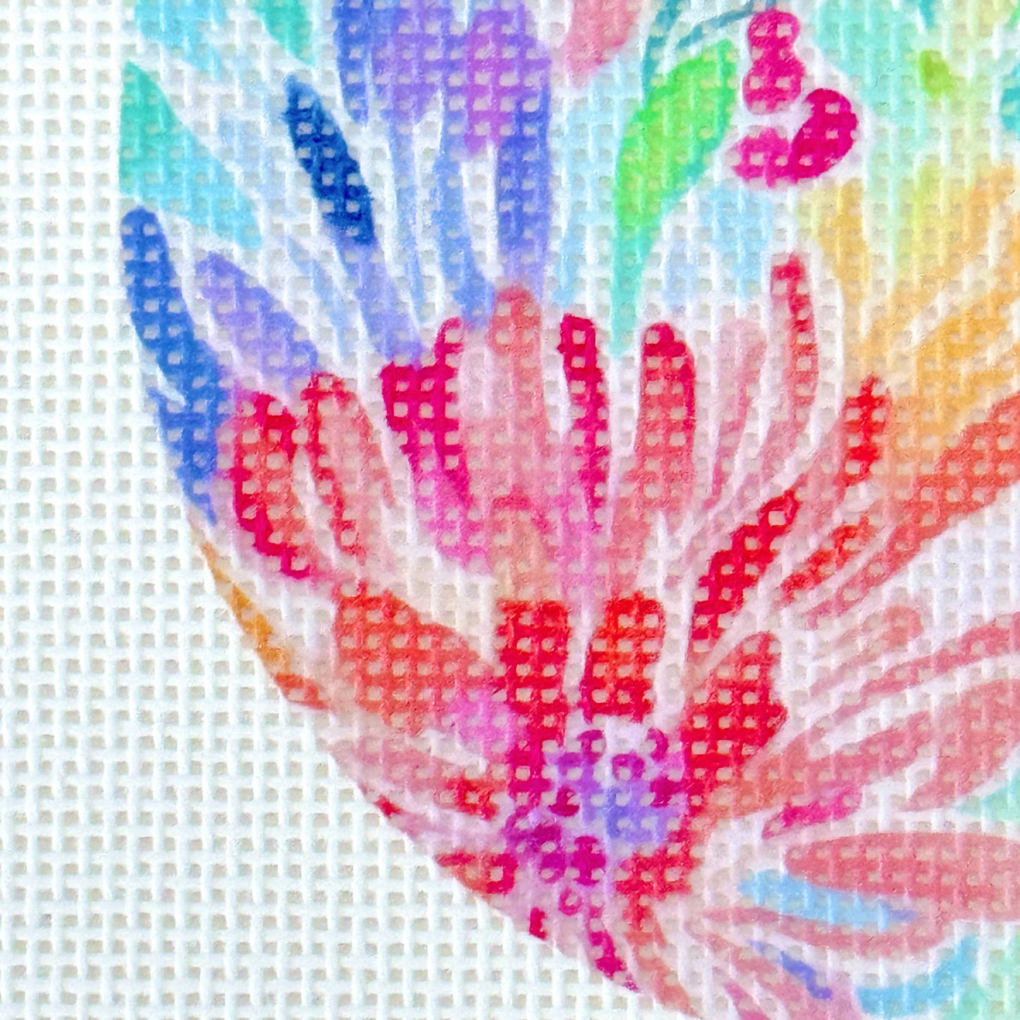 Artisan Printed Floral Round Ornament Needlepoint Canvas 8x8