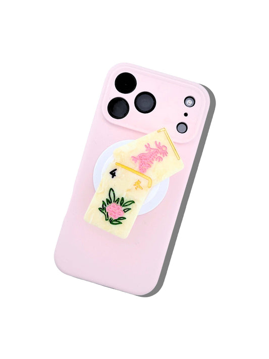 Hand-painted Flower Mahjong GripCharm | Eco-Friendly