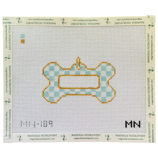 Blue Check Dog Tag Canvas