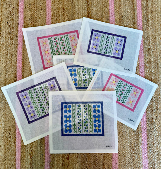 4x6 Blue Floral Motif Canvas