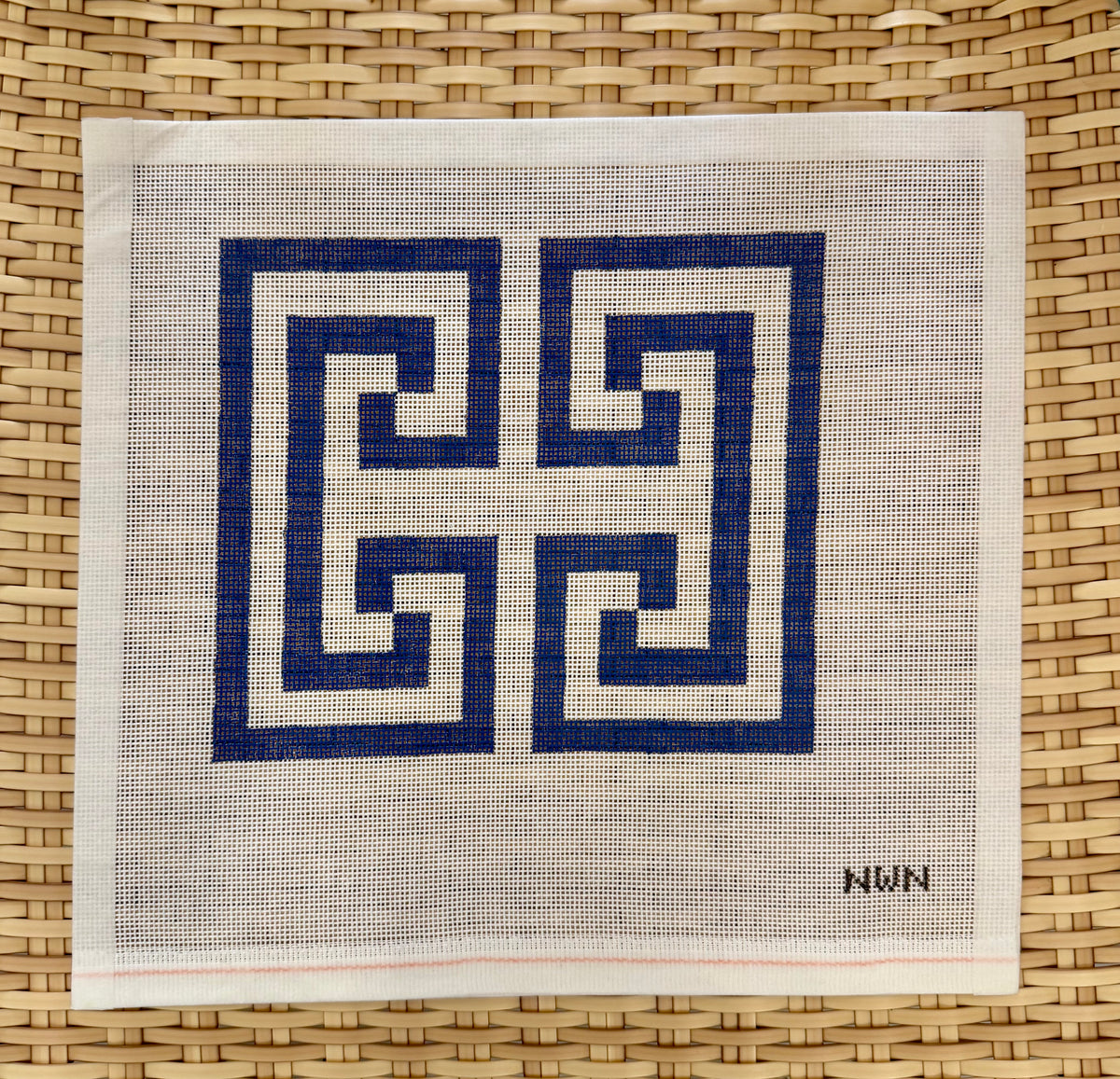 Blue Greek Key Clutch Canvas