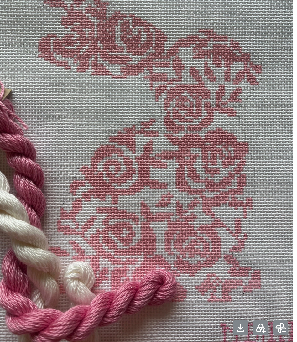Pink Floral Bunny Needlepoint Canvas, 13 Mesh