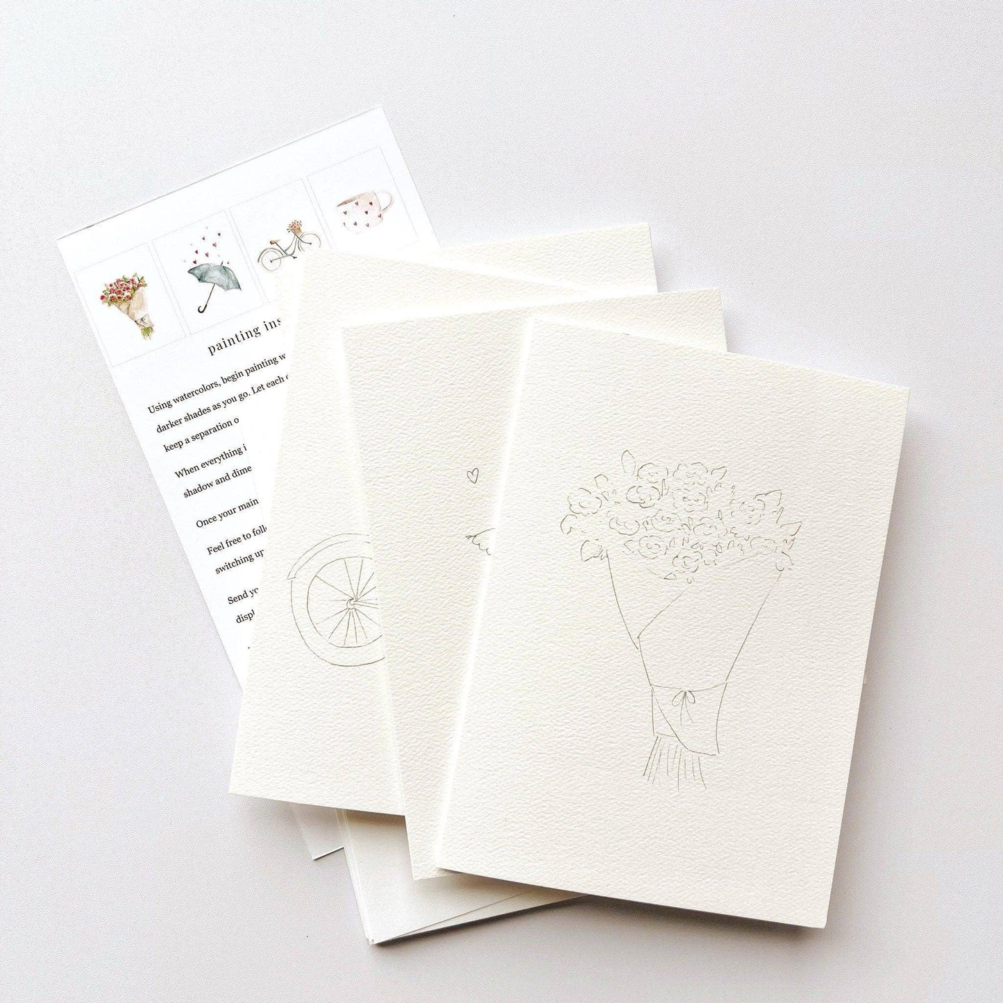 Love sweet love paintable watercolor notecard set