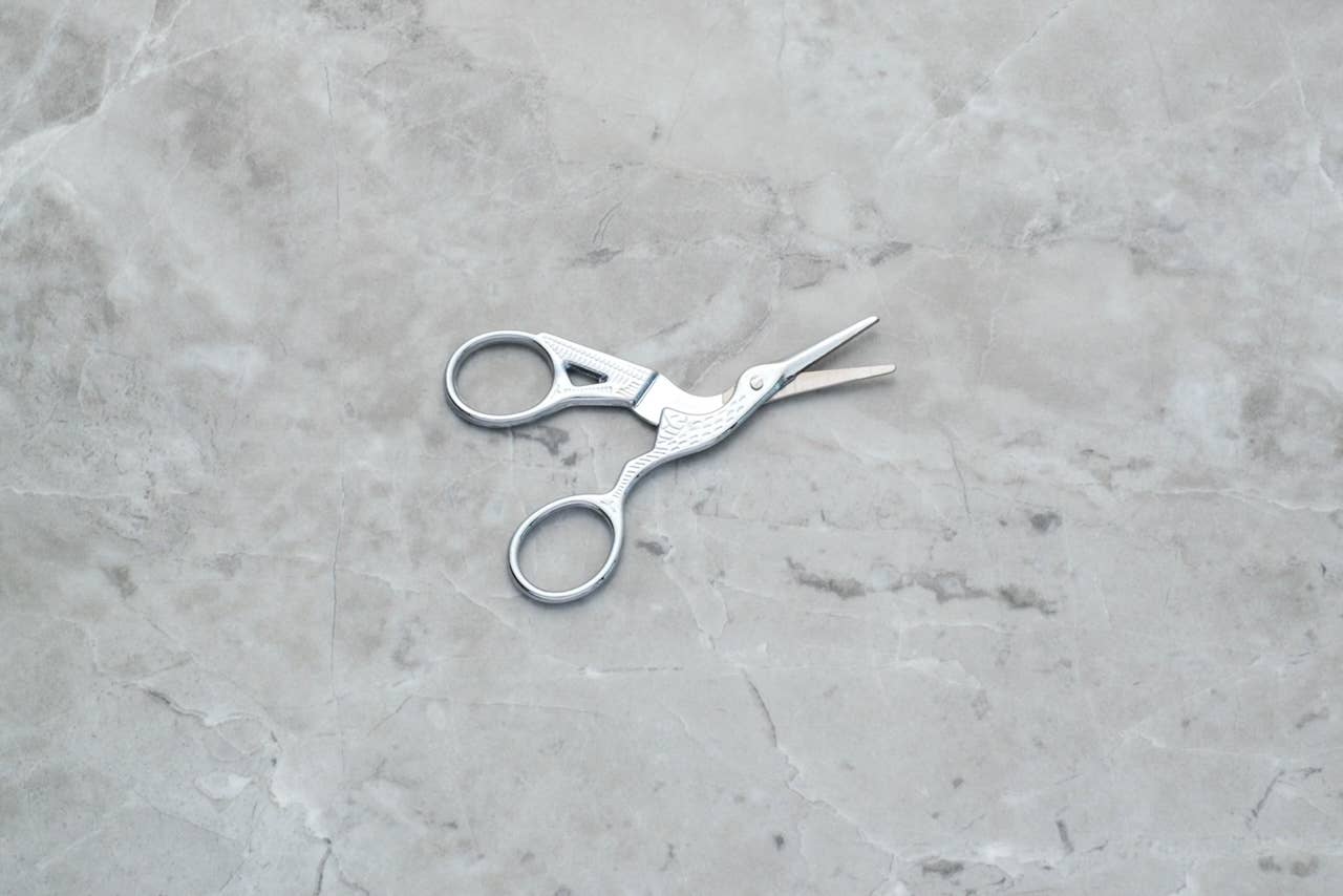 Crane Scissors Gold-Tone or Silver Stainless Steel 3.5"