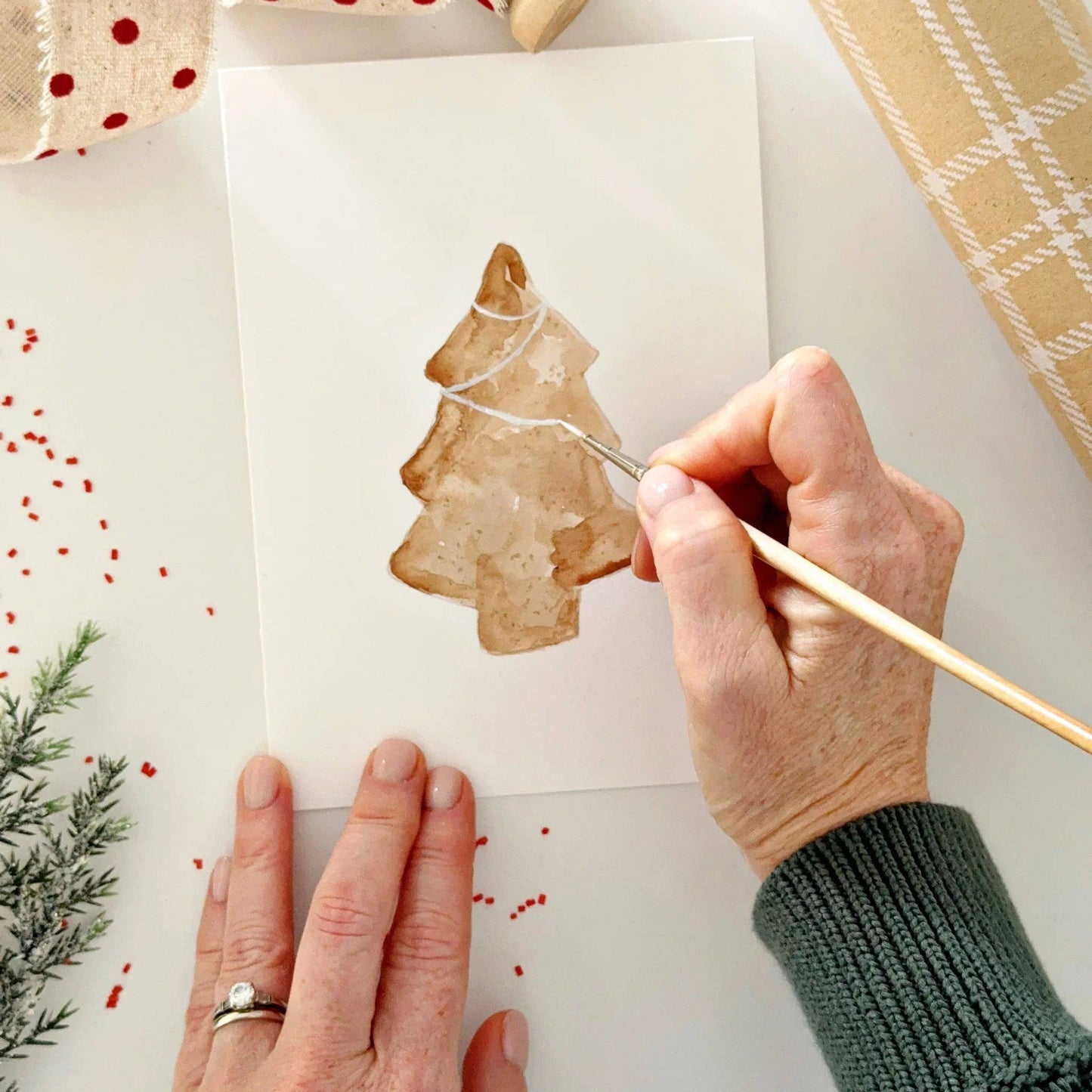 Gingerbread paintable watercolor notecard set