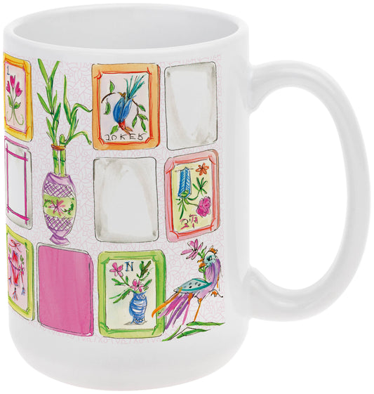 Mahjong Pink 15 oz Ceramic Mug Rosanne Beck