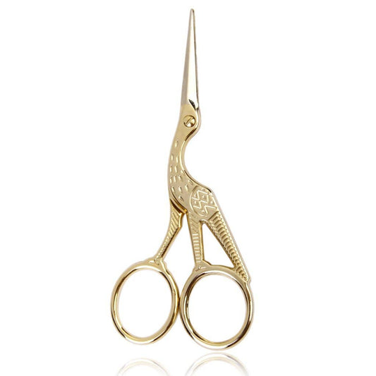 Crane Scissors Gold-Tone or Silver Stainless Steel 3.5"