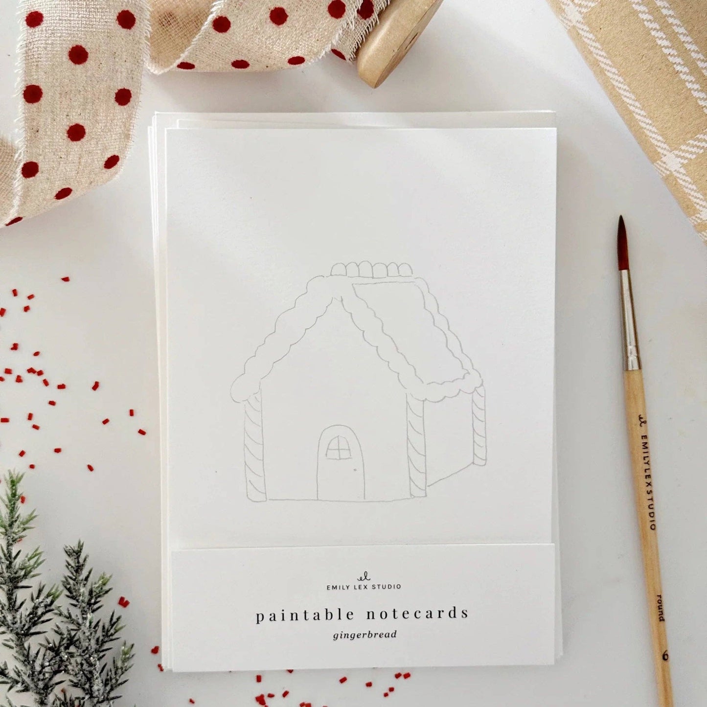Gingerbread paintable watercolor notecard set