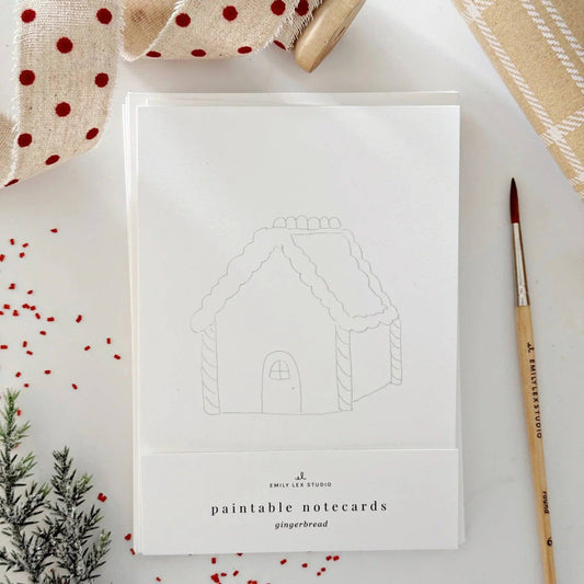 Gingerbread paintable watercolor notecard set