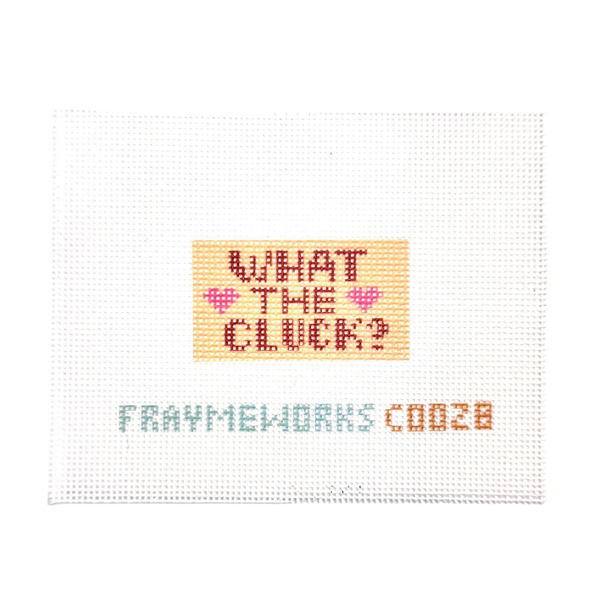 What the Cluck Gold 1.25"x 2.25" Mini Needlepoint Canvas