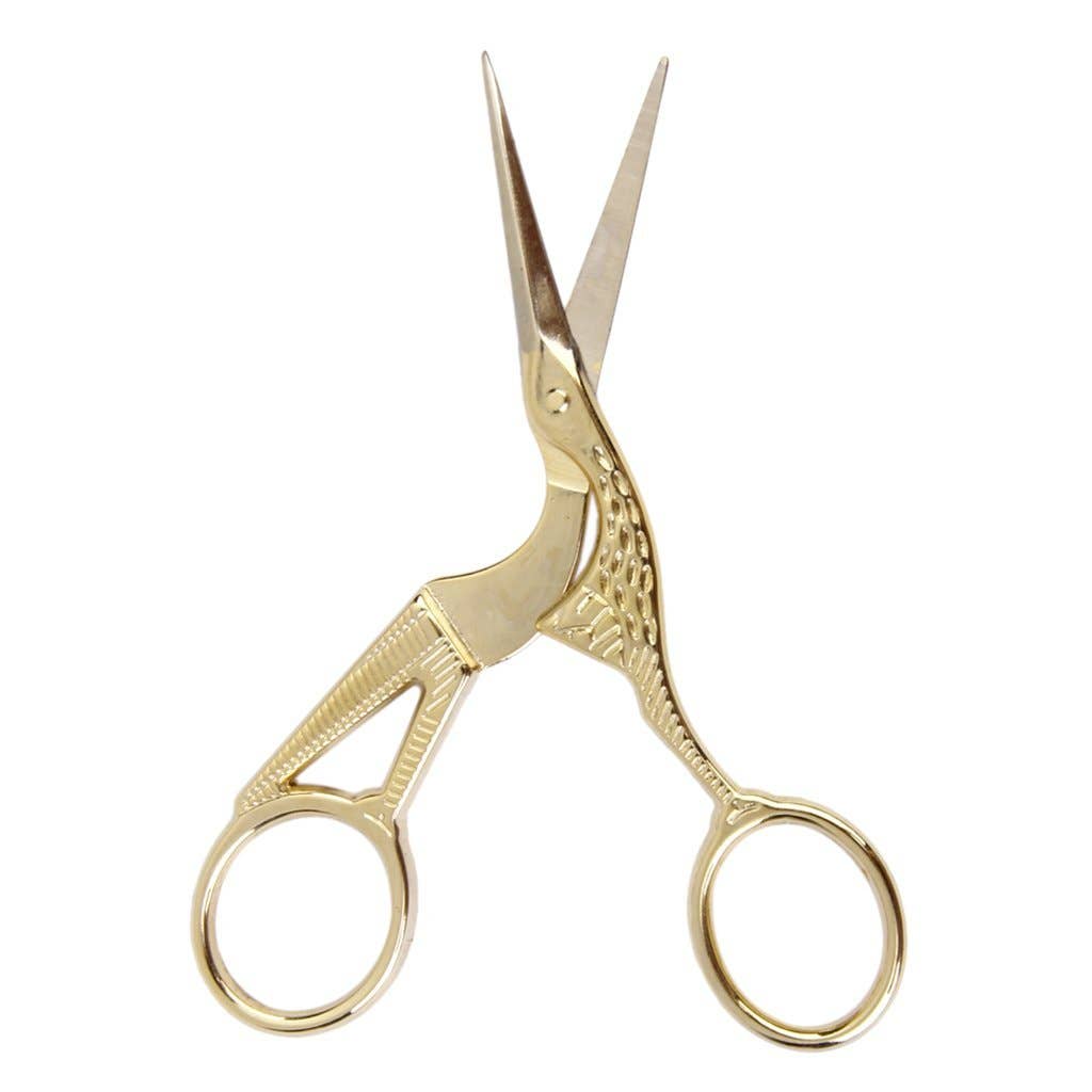 Crane Scissors Gold-Tone or Silver Stainless Steel 3.5"