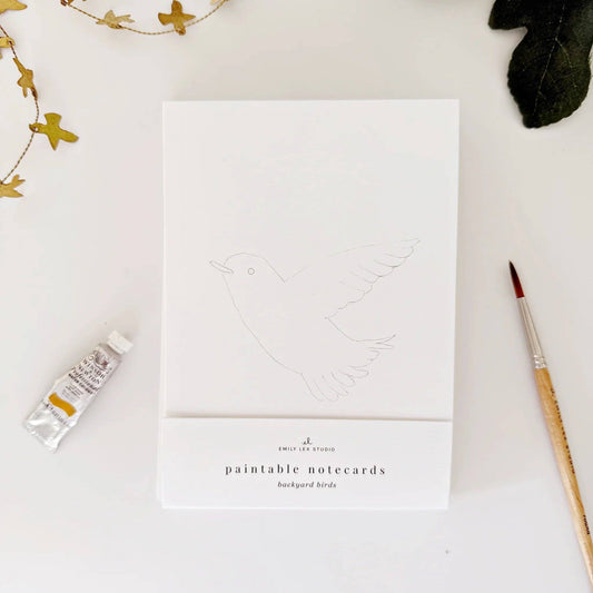 Birds paintable watercolor notecard set