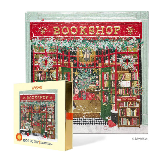Festive Bookshop 1000 Piece Gold Foil Puzzle Christmas Gift