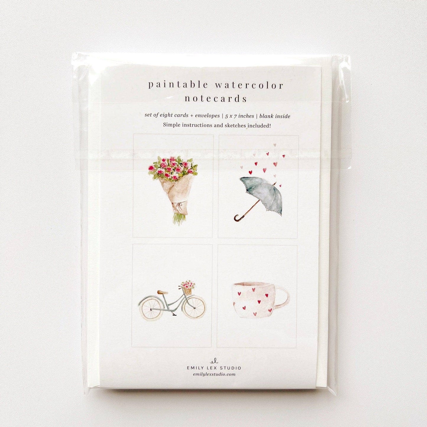 Love sweet love paintable watercolor notecard set