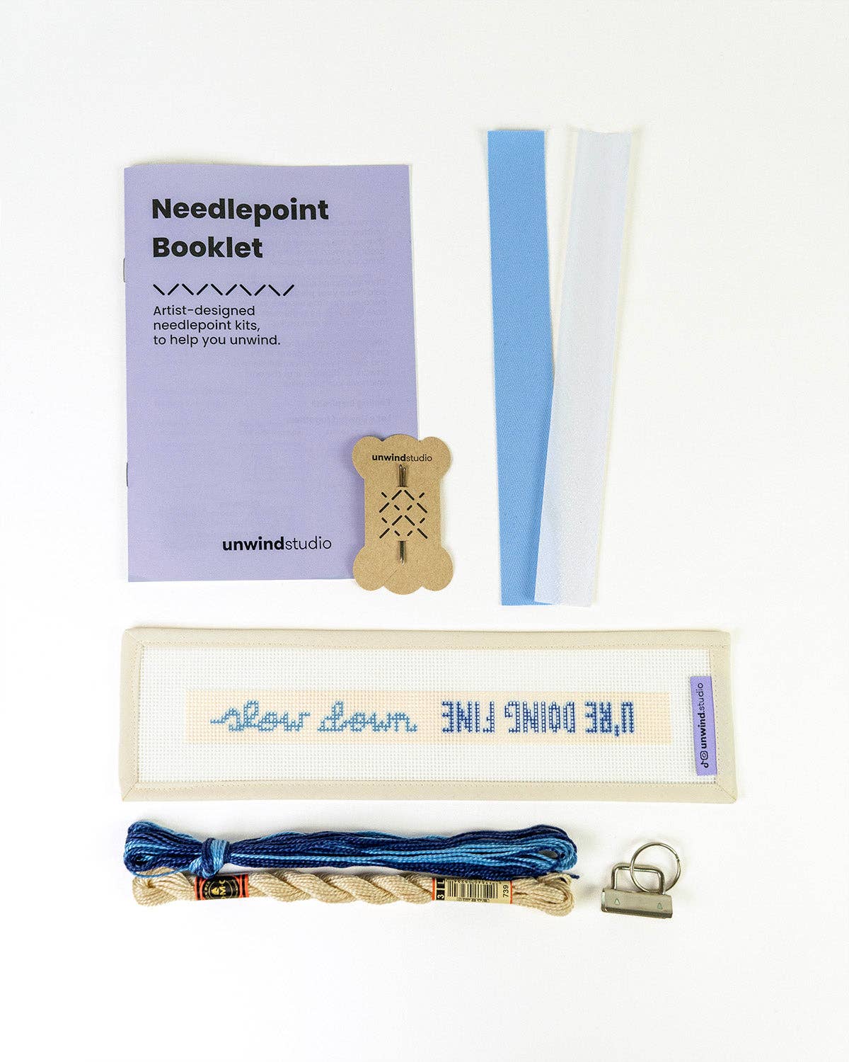 "Slow Down, U're Doing Fine" Needlepoint Key Fob Kit