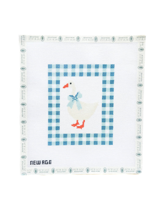 Gingham Blue Baby Goose Canvas
