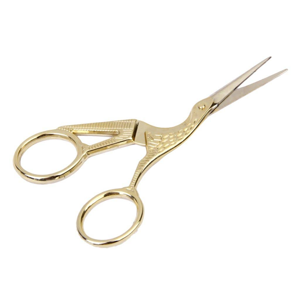 Crane Scissors Gold-Tone or Silver Stainless Steel 3.5"
