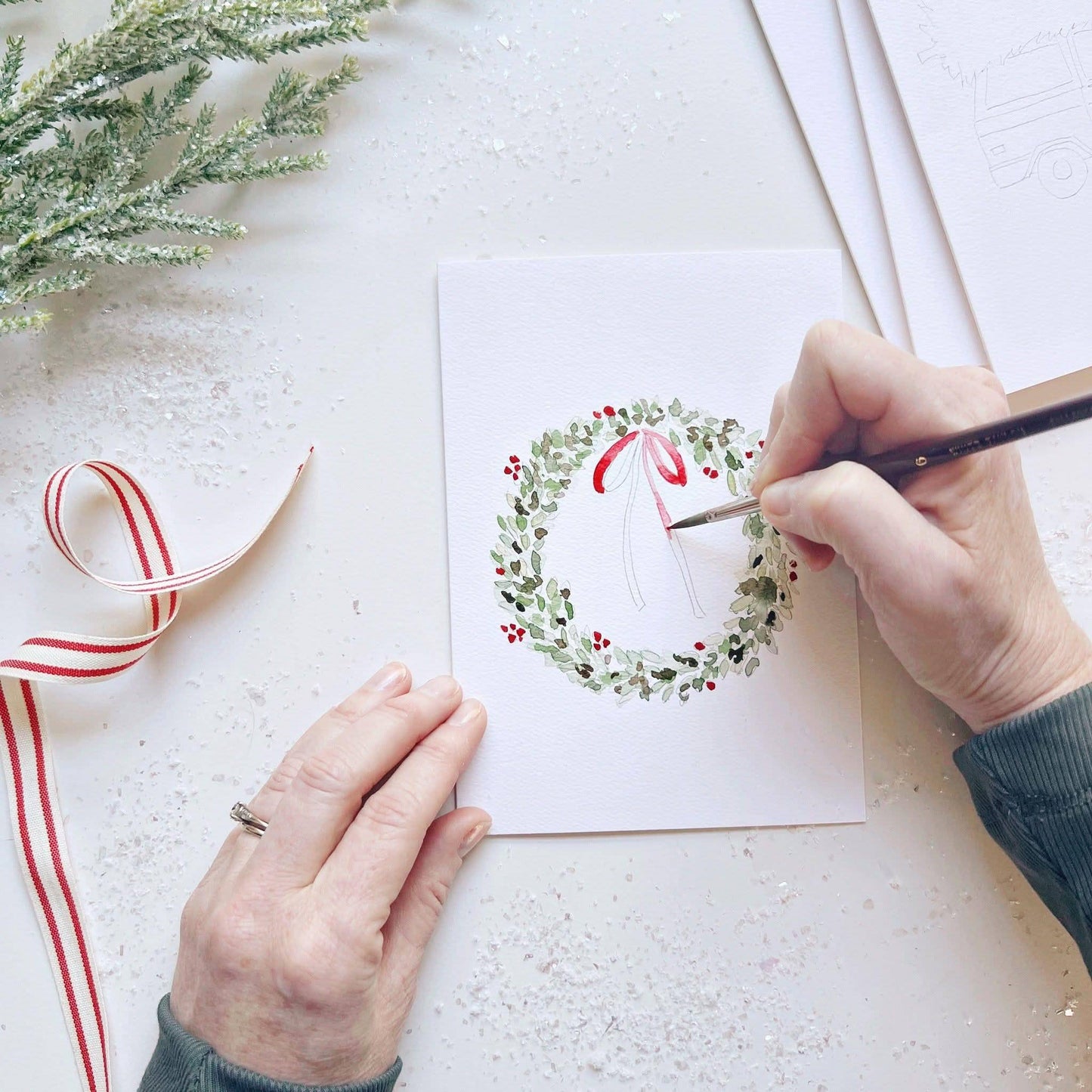 Christmas cheer paintable watercolor notecard set