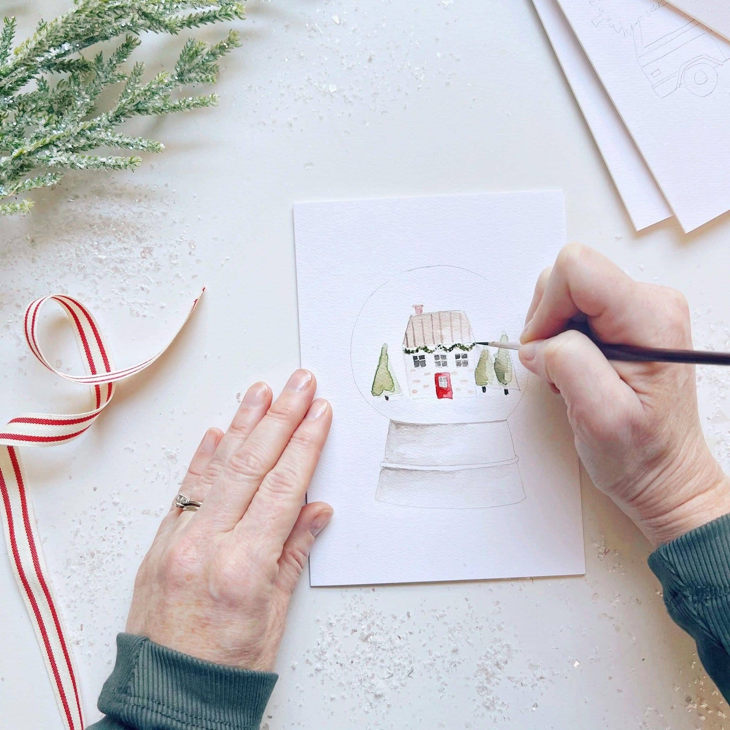 Christmas cheer paintable watercolor notecard set