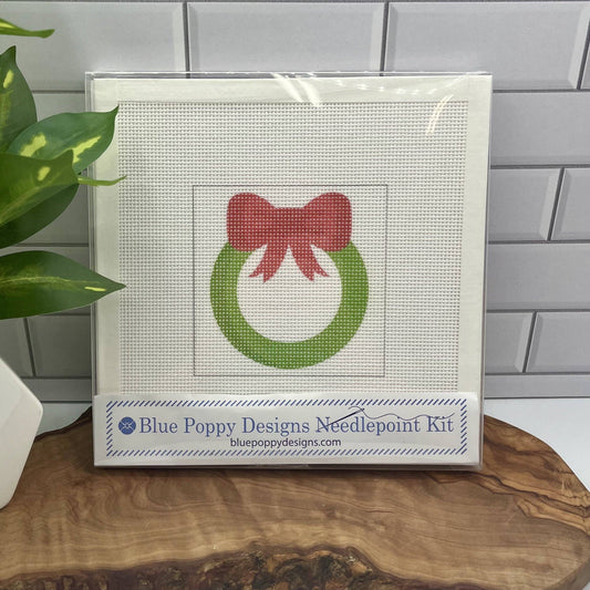 Green Wreath with Red Bow Needlepoint Design (Christmas Collection)
