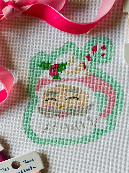 Santa Mug Handpainted Needlepoint Canvas 13 mesh