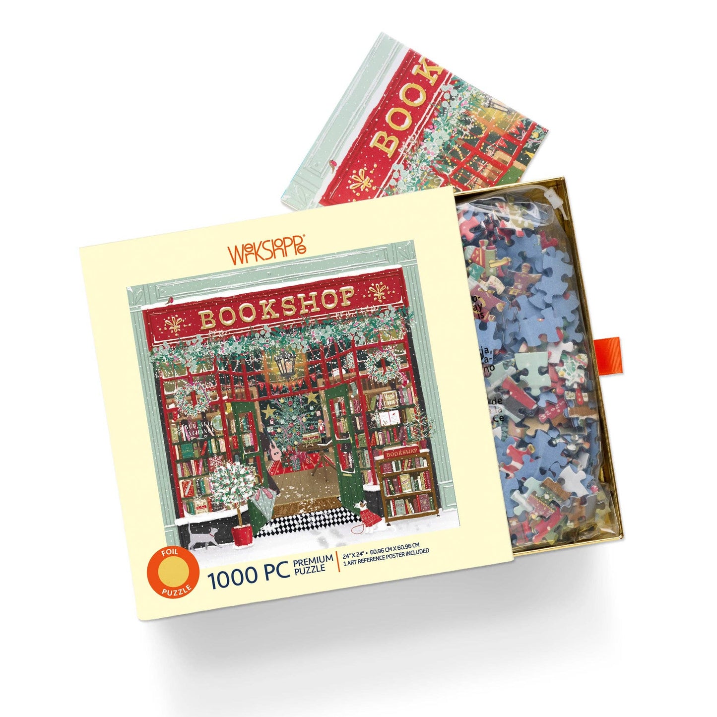 Festive Bookshop 1000 Piece Gold Foil Puzzle Christmas Gift