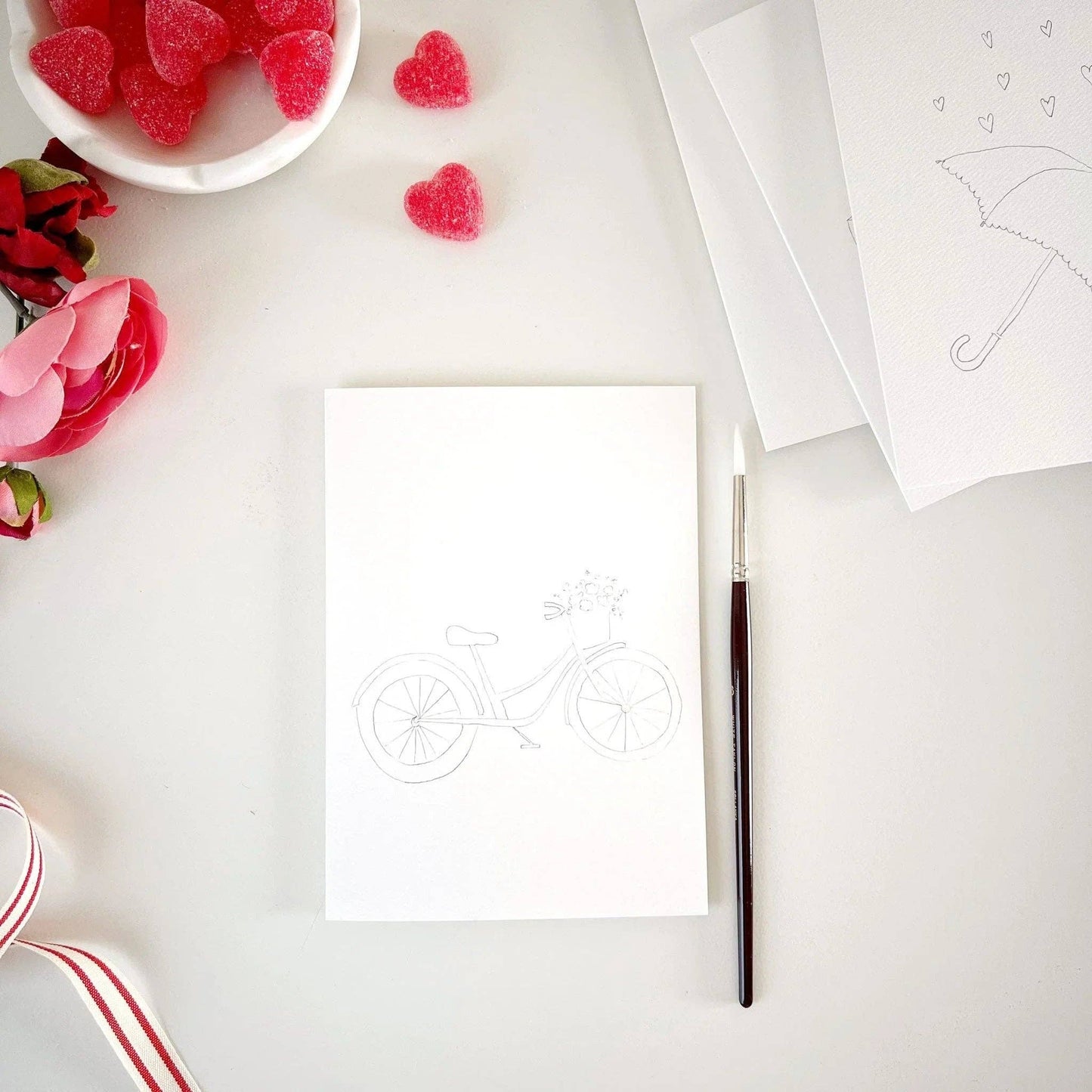 Love sweet love paintable watercolor notecard set