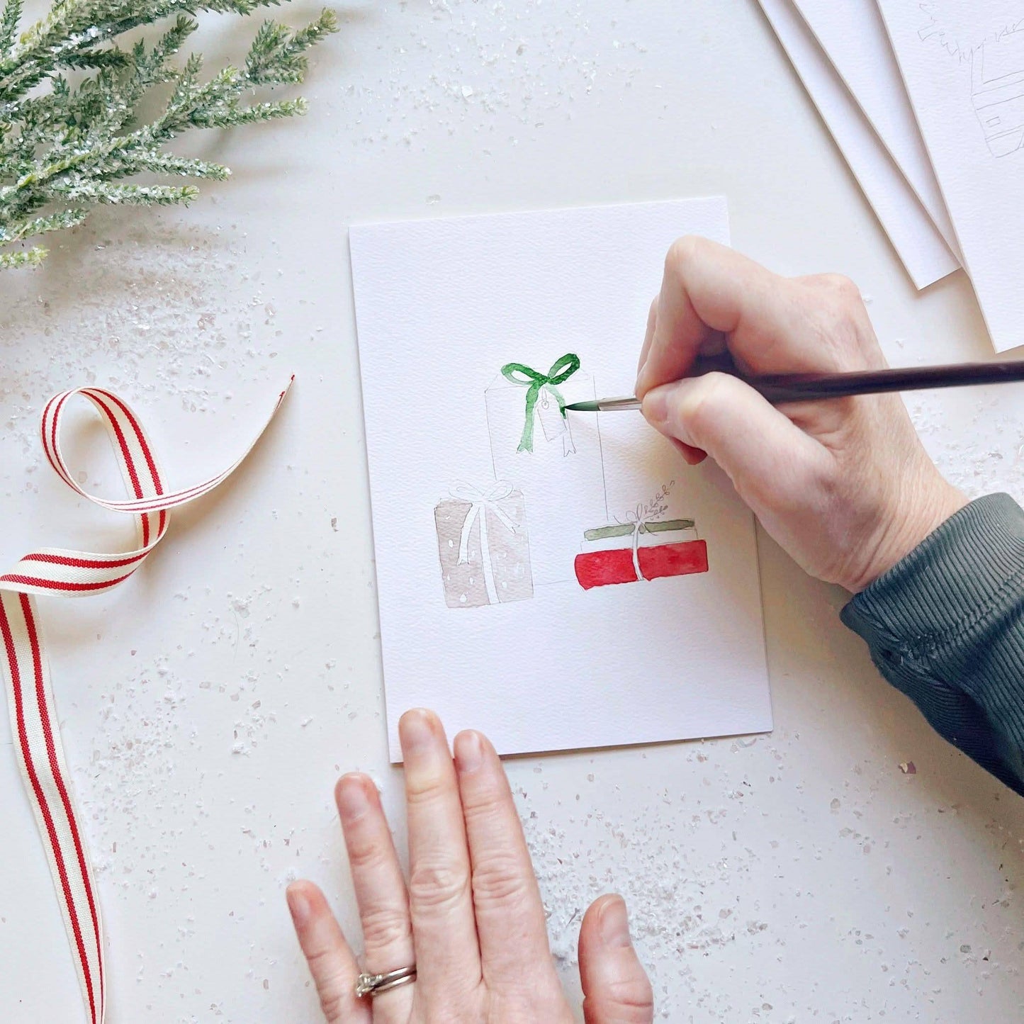 Christmas cheer paintable watercolor notecard set