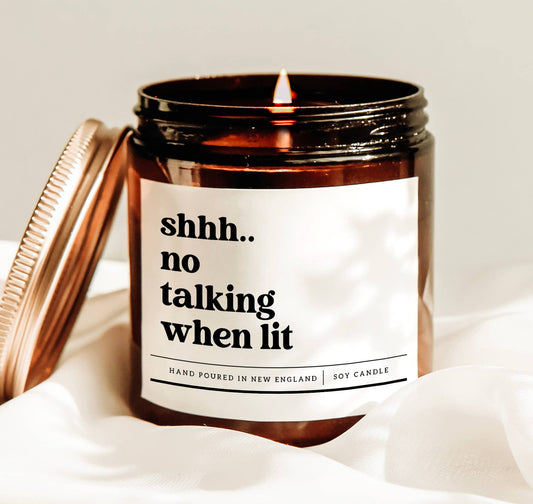 Shhh No Talking When Lit Illustrated Candle