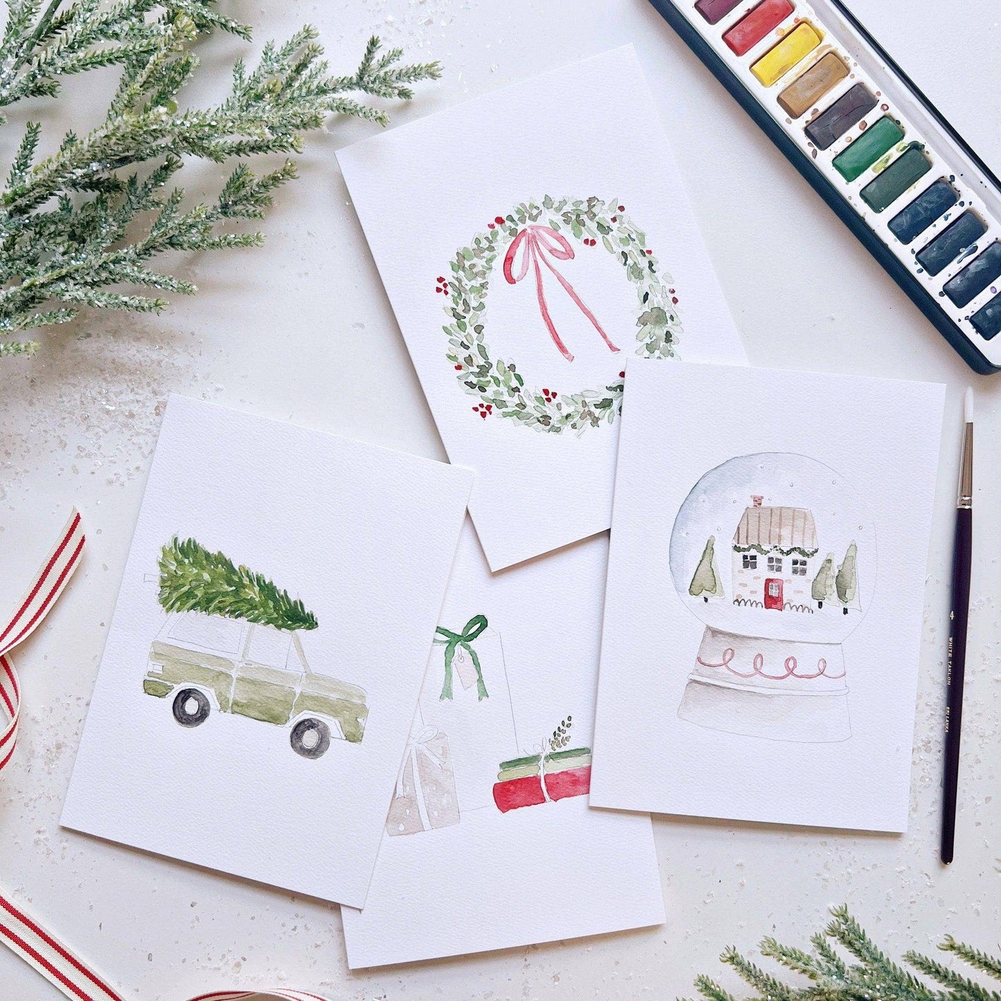Christmas cheer paintable watercolor notecard set