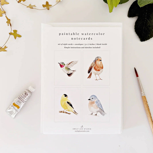 Birds paintable watercolor notecard set