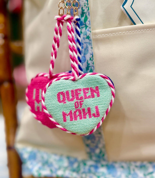 Queen of Mahjong Needlepoint Bag Charm