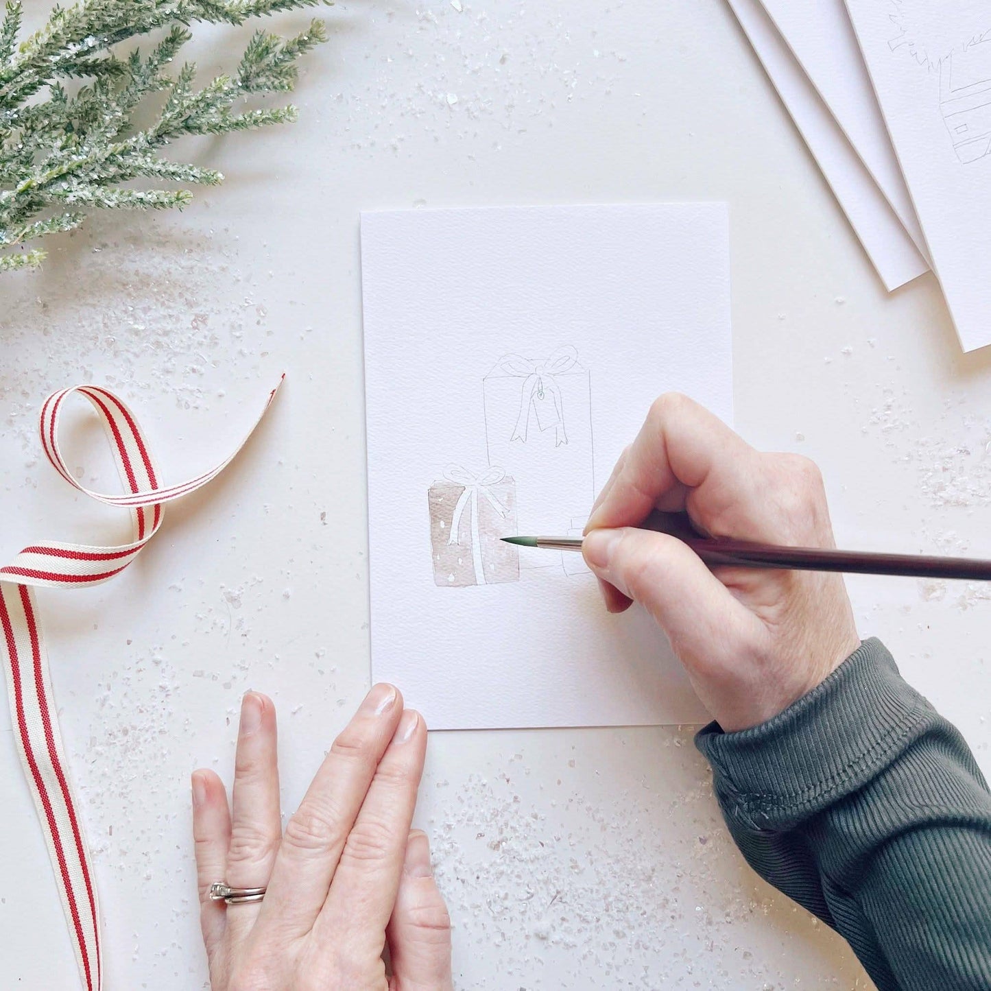 Christmas cheer paintable watercolor notecard set