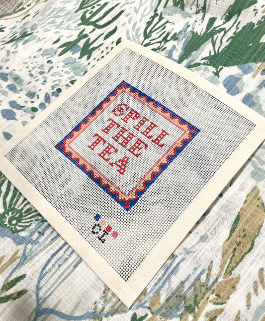 Needlepoint Canvas Spill the Tea Coaster 