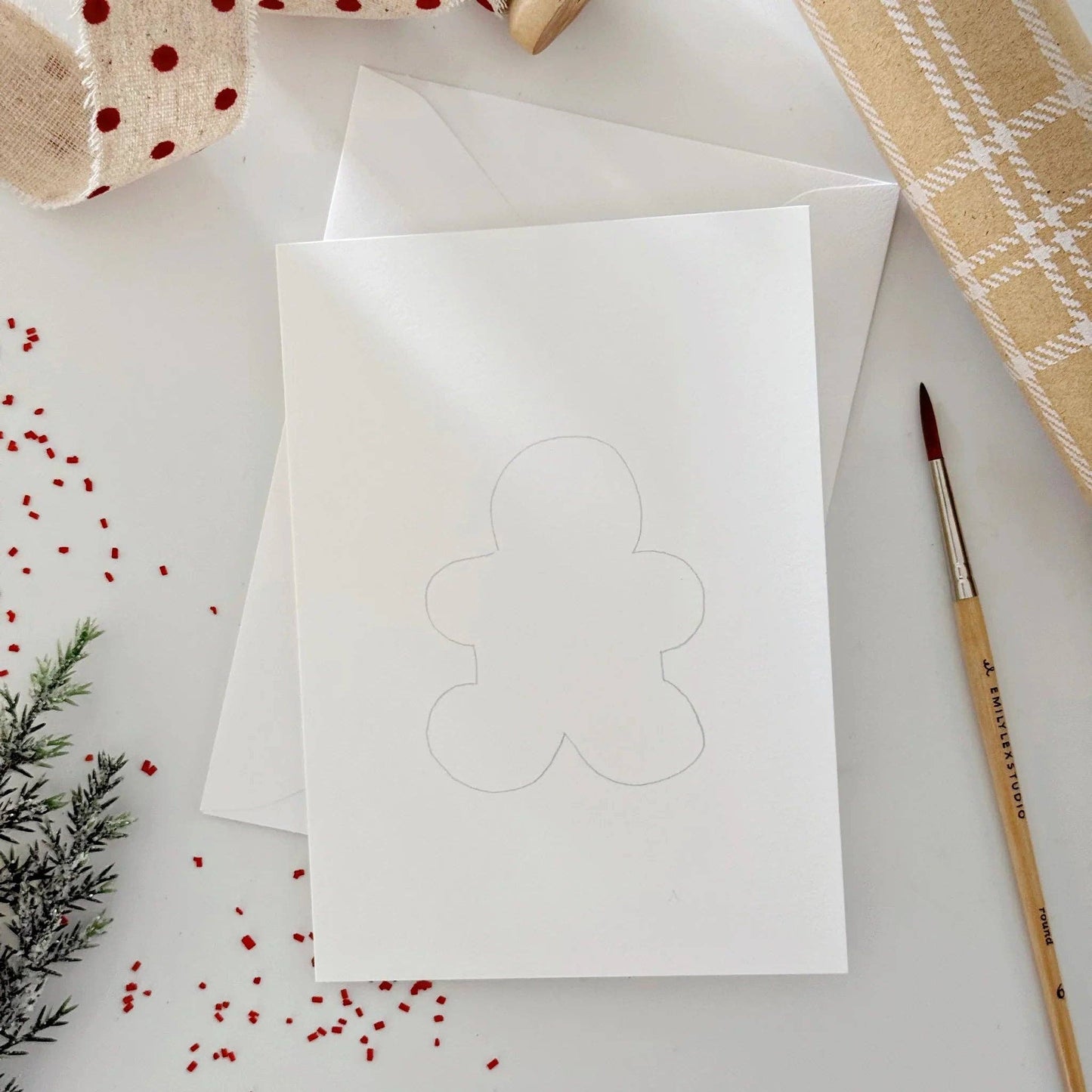 Gingerbread paintable watercolor notecard set