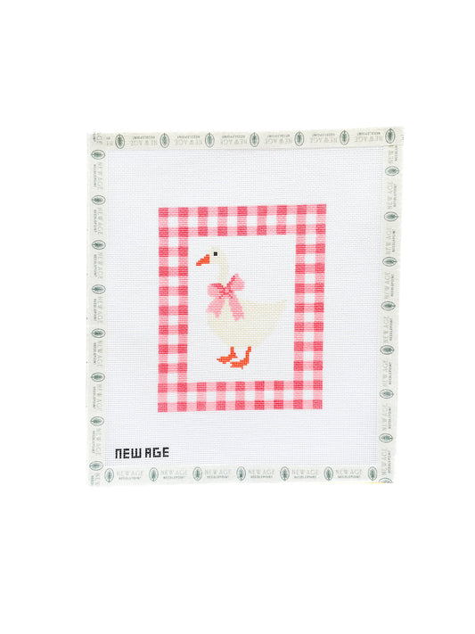 Gingham Baby Goose Needlepoint Canvas