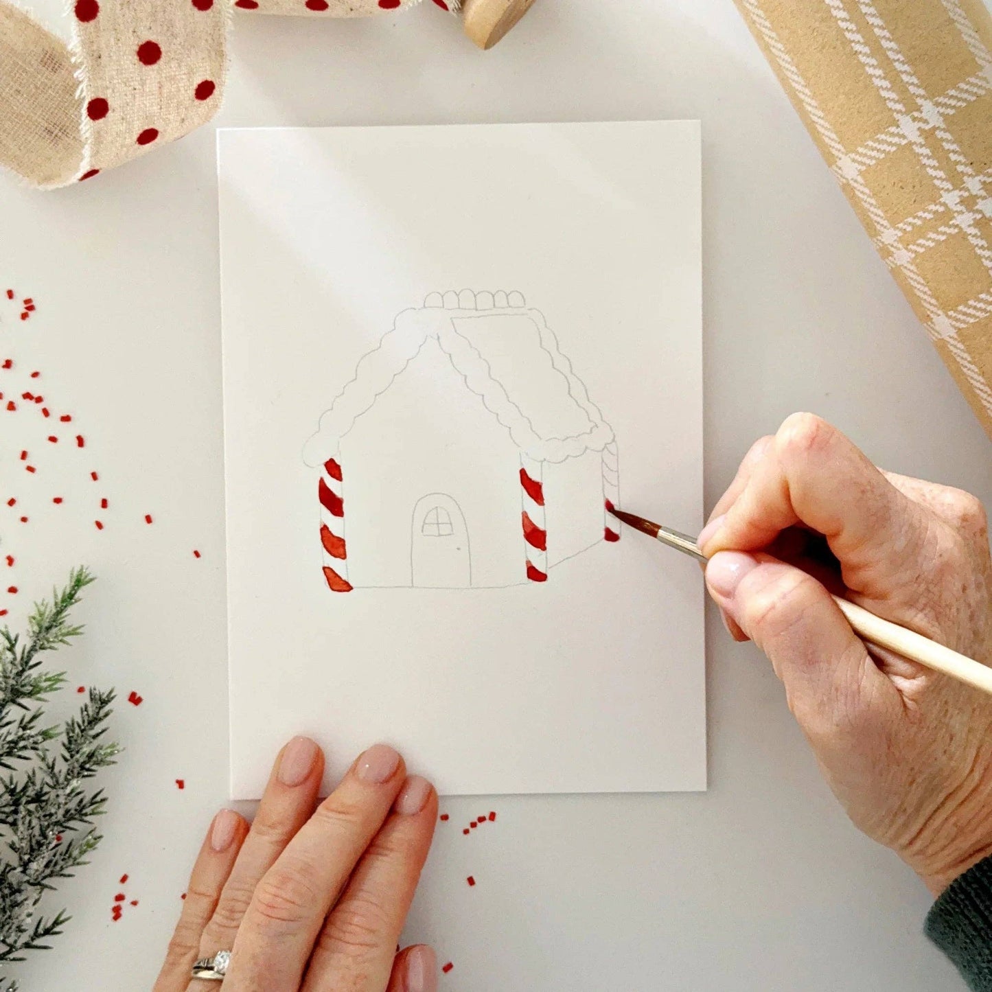Gingerbread paintable watercolor notecard set