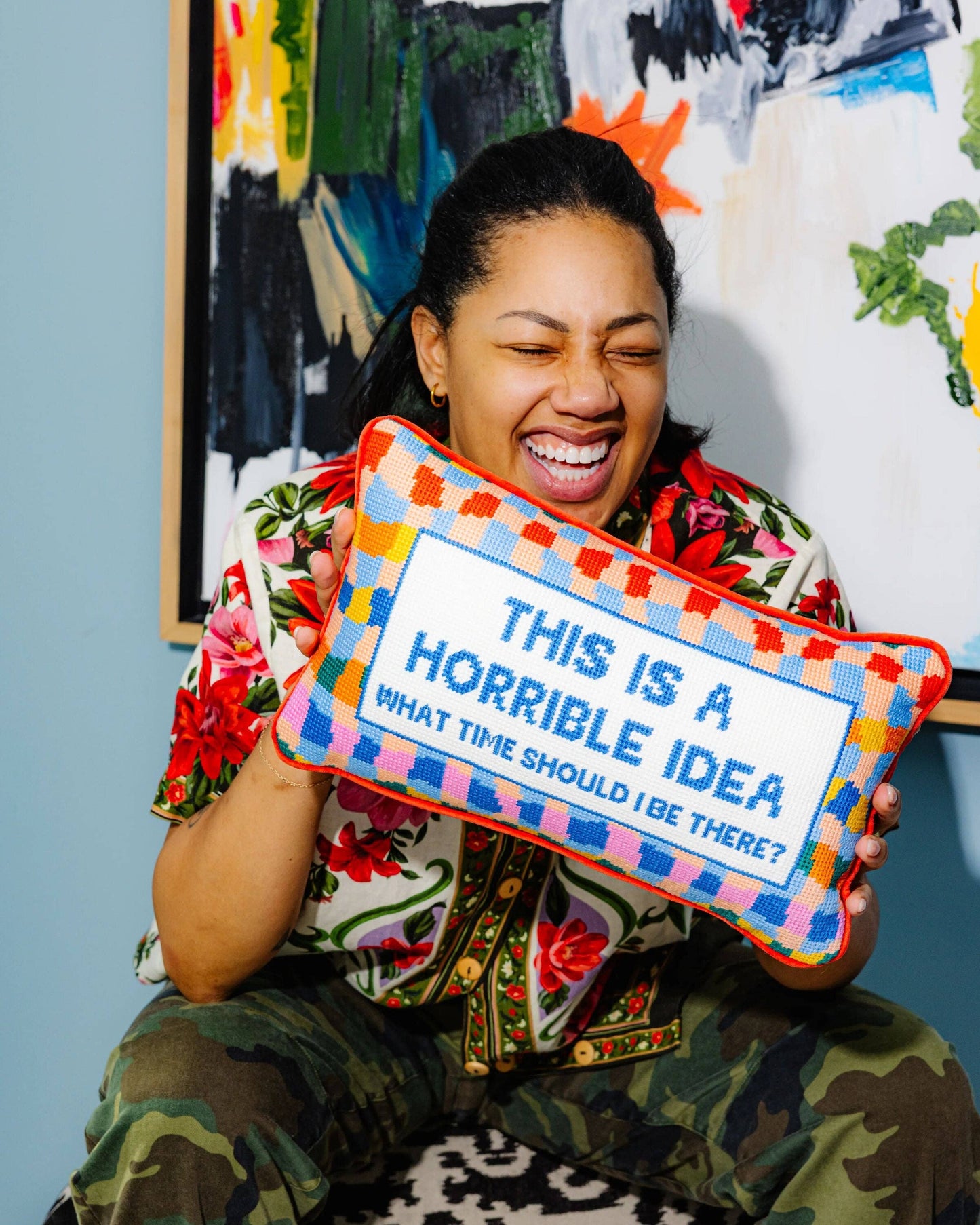 Horrible Idea Needlepoint Pillow