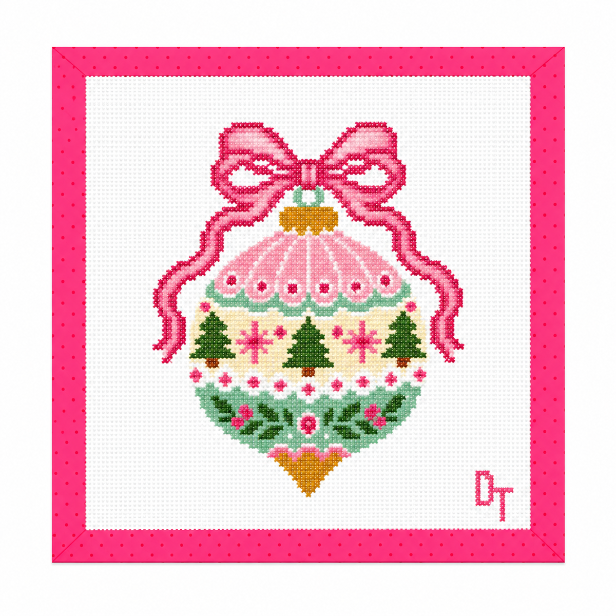 Pretty in Pink Ornament Needlepoint Canvas