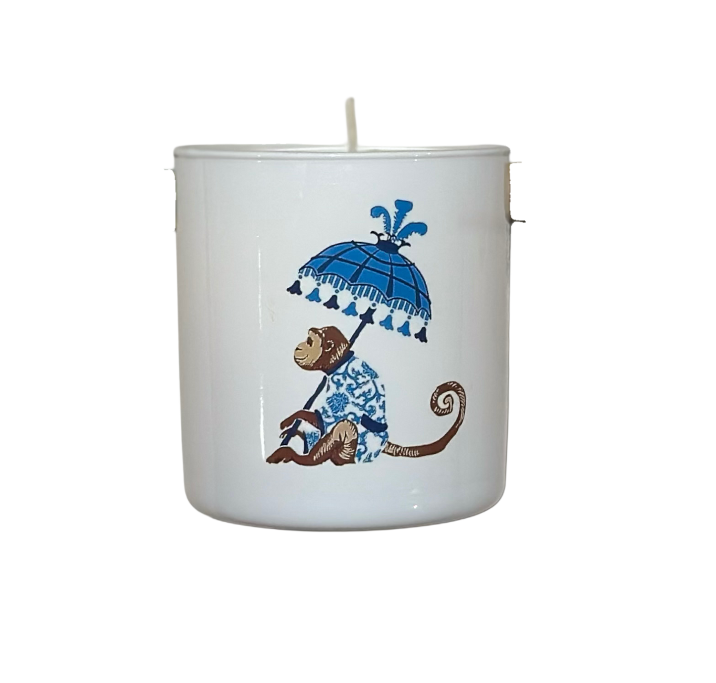 MahJong Time White Glass Candle