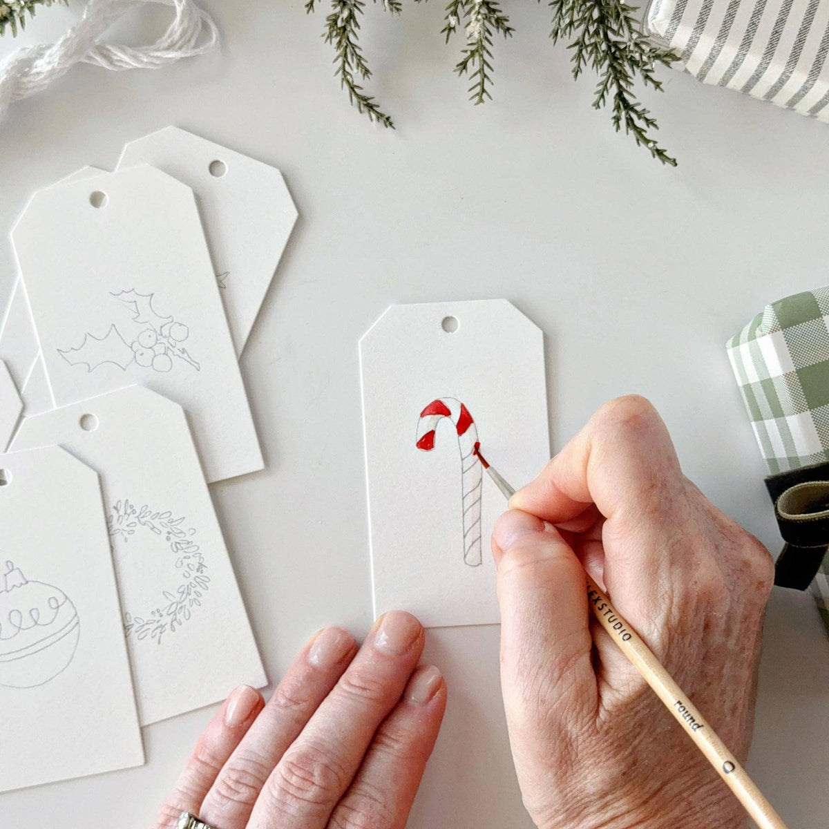 Classic christmas paintable gift tags