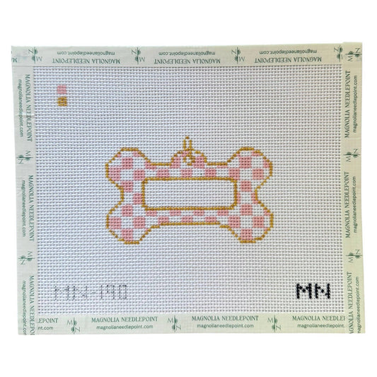 Pink Check Dog Tag Canvas