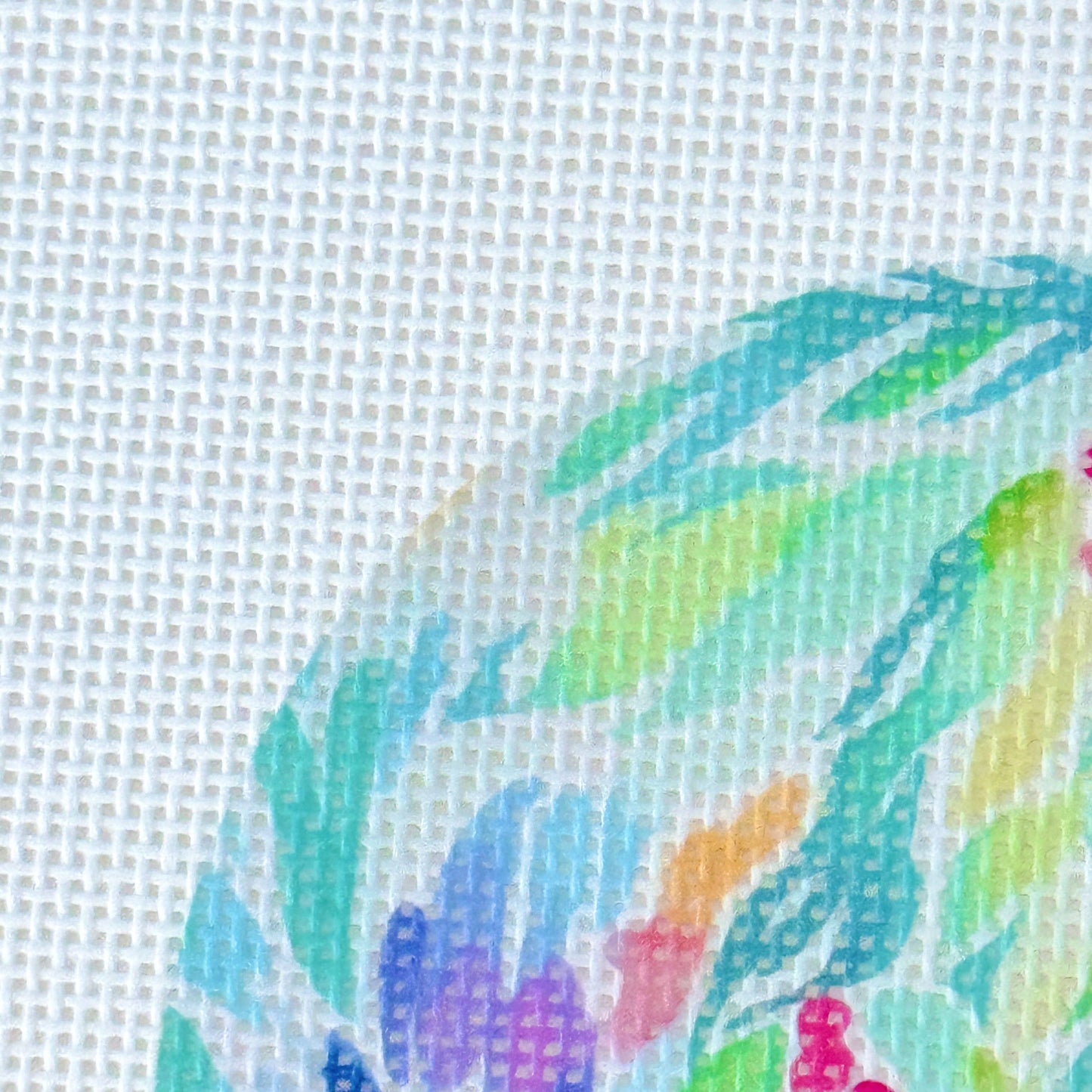 Artisan Printed Floral Round Ornament Needlepoint Canvas 8x8