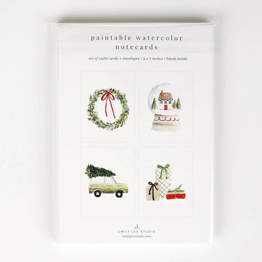 Christmas cheer paintable watercolor notecard set