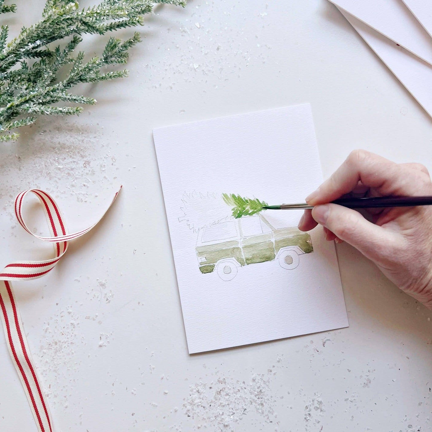 Christmas cheer paintable watercolor notecard set