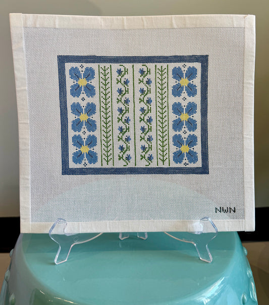 5x7 Blue Floral Motif Canvas