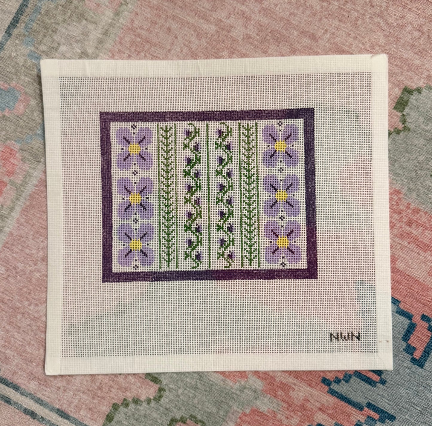 5x7 Purple Floral Motif Canvas