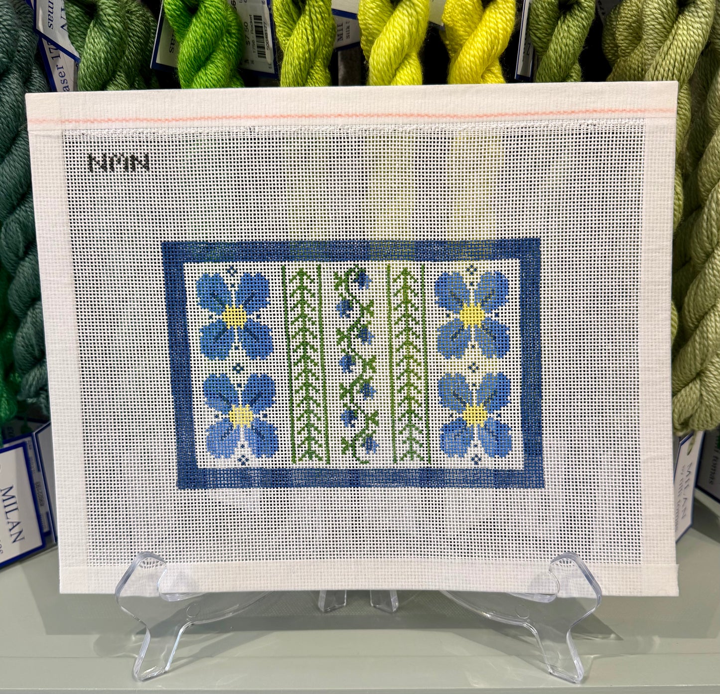 4x6 Blue Floral Motif Canvas