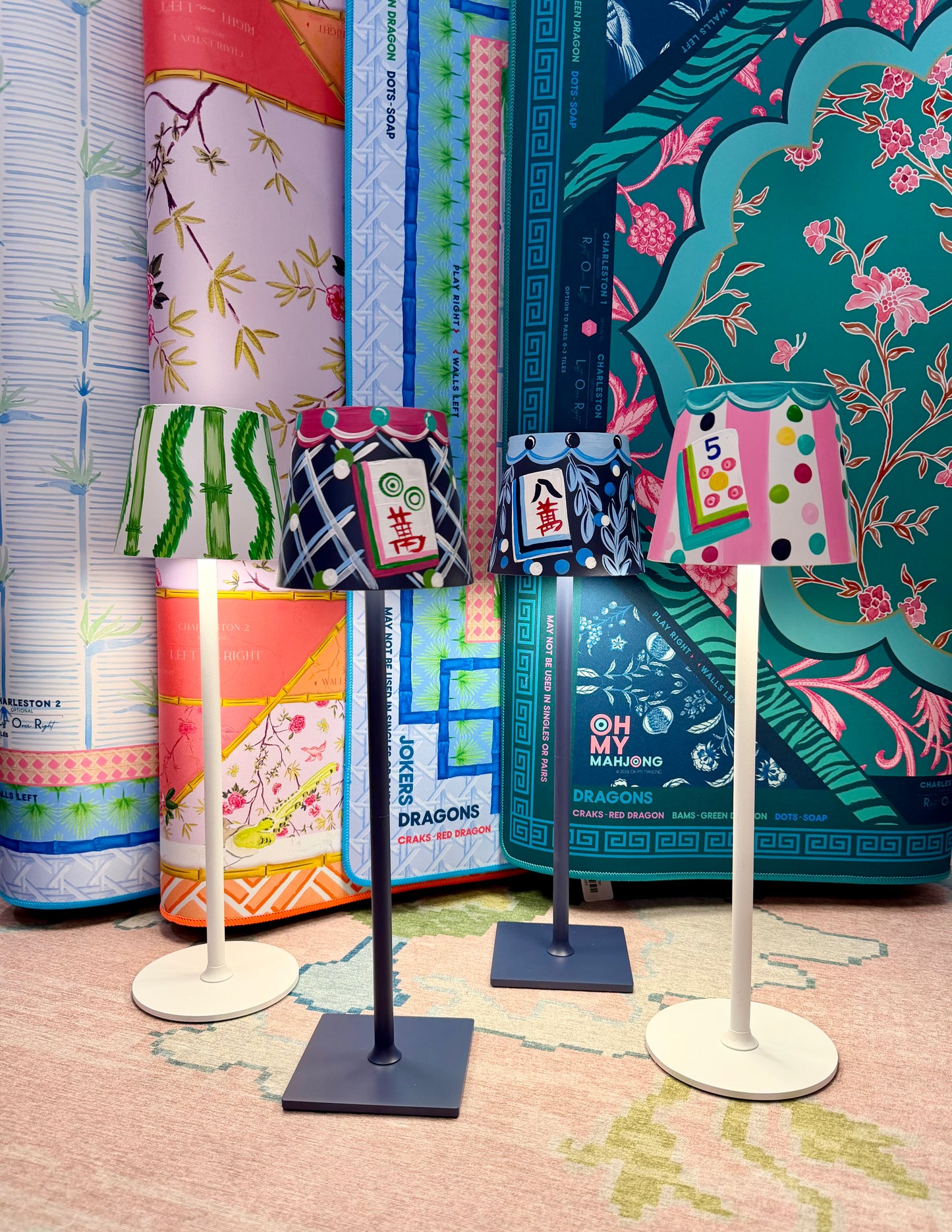 Hand Painted Mahjong Lamp